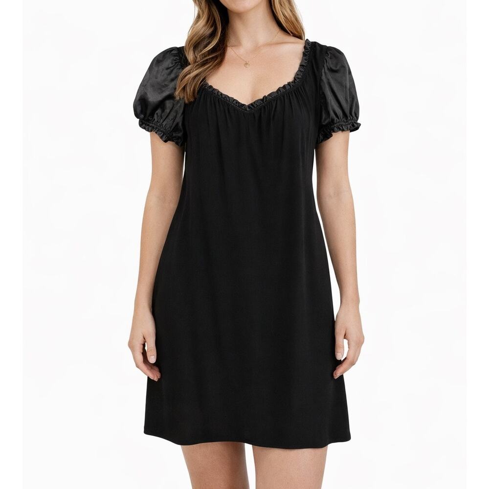 Black Puff Sleeve Size Large Mini Dress Coquette Balletcore‎